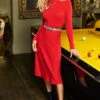 Red Fit & Flare Knitted Midi Dress -CHAUz Clothing Shop 2020 08 31 aynhoe park sosandar52931