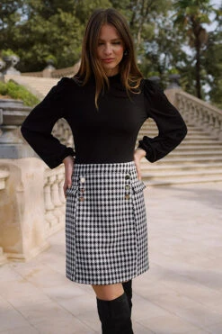 Black & White Dogtooth Two Part Dress -CHAUz Clothing Shop 5e3a37be534409dccbbfe0887030cfac9ac76452