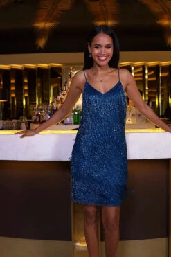 Teal Premium Embellished Fringe Tassel Shift Dress -CHAUz Clothing Shop 87aff5cf03c3b53235bdae2bef85d973590ef63f