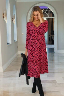 Pink & Black Animal Print Fit & Flare Midi Dress -CHAUz Clothing Shop 8c0926bc80b168653ca71ccd683f26d8c9af8cf6