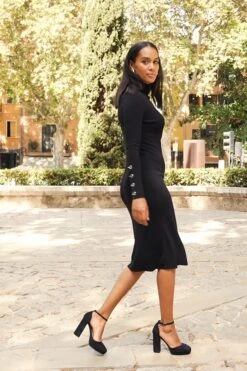 Black Roll Neck Button Cuff Detail Knitted Dress 11 Black Roll Neck Button Cuff Detail Knitted Dress -CHAUz Clothing Shop 97ae85ff777e2c0f73cabd606d5f3f0f21d34451