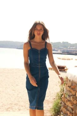 Mid Blue Zip Front Midi Denim Dress -CHAUz Clothing Shop afea3cfbaa8c0ae8526d3c969279d1a583ae363c