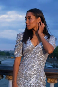 Silver Sequin Luxe Glamour Stretch Dress -CHAUz Clothing Shop cc67d4e0e9af9b669280b8eab0148ea22ef4e7d2
