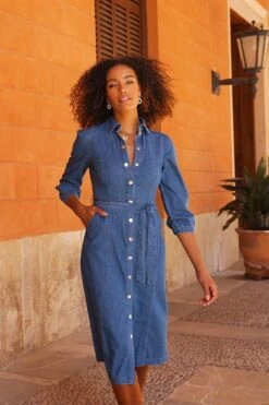 Mid Blue Popper Front Belted Denim Midi Dress -CHAUz Clothing Shop d1a2433709745a071a4fb2ab6af8104b9574aa9d