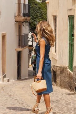 Mid Blue Sleeveless Button Front Midi Dress -CHAUz Clothing Shop f86142ea4bb94699ba1ea2c935999076e2186e6e