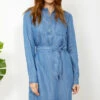 Blue Chambray Denim Belted Dress -CHAUz Clothing Shop ss20dd011 4