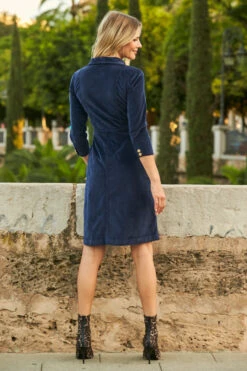 Navy Blue Luxe Velvet Popper Front Dress -CHAUz Clothing Shop web 24 a21dd012 106