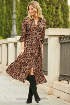 Leopard Print Midi Shirt Dress With Belt -CHAUz Clothing Shop web 28 a21dw038 000107 1