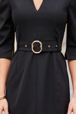 Black Ruched Shoulder Belted Pencil Dress -CHAUz Clothing Shop web 01 adw079bk0001 16