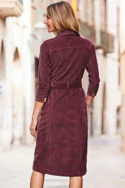 Burgundy Cord Popper Front Belted Dress -CHAUz Clothing Shop web 07 a21dd009rd0004 143 rt2
