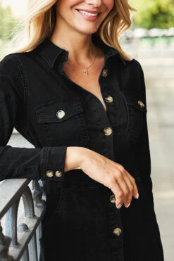 Black Denim Button Front Midi Dress 13 Black Denim Button Front Midi Dress -CHAUz Clothing Shop web 18 a21dd001 109 black rt