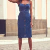 Mid Blue Button Front Denim Dress -CHAUz Clothing Shop web 2019 05 01 sosander seville shot 13 061 1