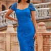 Cobalt Blue Luxe Lace Detail Pencil Dress -CHAUz Clothing Shop web 2303 04 s22dw064be0001 04 046
