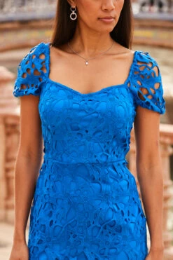 Cobalt Blue Luxe Lace Detail Pencil Dress -CHAUz Clothing Shop web 2303 04 s22dw064be0001 04 136