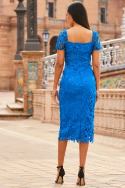 Cobalt Blue Luxe Lace Detail Pencil Dress -CHAUz Clothing Shop web 2303 04 s22dw064be0001 04 158