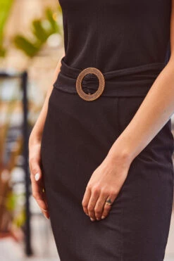 Black Halter Neck Belted Maxi Jersey Dress -CHAUz Clothing Shop web 2303 132 s23dj136bk0001 132 149