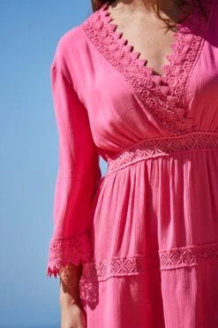 Pink Lace Trim Wrap Front Sun Dress -CHAUz Clothing Shop web 2304 124 s23rw007pk0020 124 258