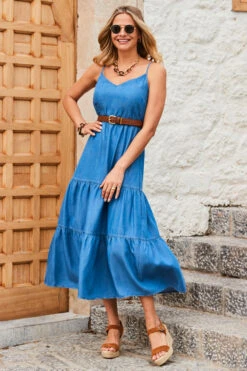 Mid Blue Denim Tiered Midi Dress -CHAUz Clothing Shop web 2305 58 s23dd072be0010 58 037