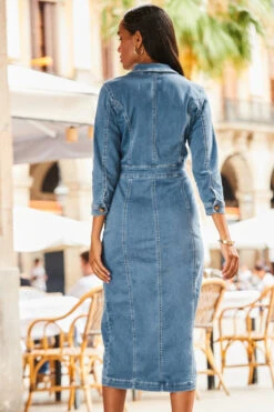 Mid Blue Pocket Detail Denim Pencil Dress -CHAUz Clothing Shop web 2307 23 s23dd066be0010 23 257