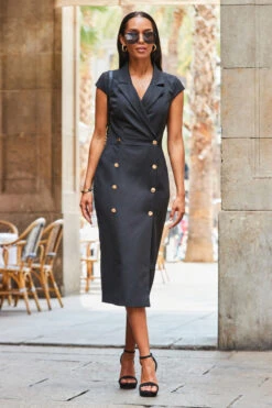 Black Double Breasted Pencil Dress -CHAUz Clothing Shop web 2307 24 s23dw206bk0001 24 028