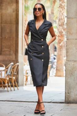 Black Double Breasted Pencil Dress -CHAUz Clothing Shop web 2307 24 s23dw206bk0001 24 084