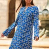 Blue Chain Print Tab Detail Shift Dress -CHAUz Clothing Shop web 2307 25 a22dw029bl0001 25 121