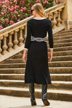 Black Twist Detail Fit & Flare Knitted Dress -CHAUz Clothing Shop web 2307 31 s23dk853bk0001 31 301