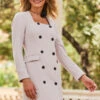 Stone Square Neck Double Breasted Blazer Dress -CHAUz Clothing Shop web 2307 70 s23dw212st0001 70 125