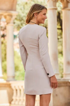 Stone Square Neck Double Breasted Blazer Dress 11 Stone Square Neck Double Breasted Blazer Dress -CHAUz Clothing Shop web 2307 70 s23dw212st0001 70 155