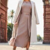 Taupe Belted Gold Button Detail Knitted Midi Dress -CHAUz Clothing Shop web 2307 97 a23dk269bn0003 97 023
