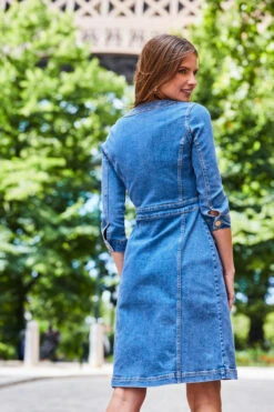 Mid Blue Button Front Pocket Detail Denim Dress -CHAUz Clothing Shop web 2308 122 a23dd003be0007 122 248