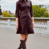 Burgundy Fluted Hem Leather Dress -CHAUz Clothing Shop web 2308 17 a23dl002rd0004 17 030 rt 2