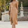 Camel Faux Leather Longline Shirt Dress -CHAUz Clothing Shop web 2309 122 a23dp010be0040 122 050 2