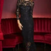 Black Luxe Lace Pencil Dress -CHAUz Clothing Shop web 2309 218 a23dw030bk0001 218 063