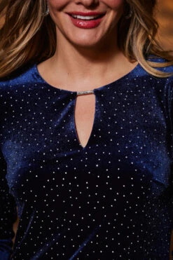 Midnight Blue Velvet Sparkle Detail Shift Dress -CHAUz Clothing Shop web 2309 34 a23dv002be0003 34 123