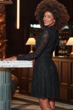 Black Lace Fit & Flare Shirt Dress -CHAUz Clothing Shop web 2310 16 a23dw092bk0001 16 112