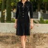 Black Luxe Velvet Popper Front Dress -CHAUz Clothing Shop web 24 a21dd012 002 rt