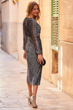 Pewter Metallic Plisse Midi Wrap Jersey Dress 12 Pewter Metallic Plisse Midi Wrap Jersey Dress -CHAUz Clothing Shop web 25 a22dj075bk0001 130