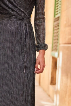 Pewter Metallic Plisse Midi Wrap Jersey Dress 14 Pewter Metallic Plisse Midi Wrap Jersey Dress -CHAUz Clothing Shop web 25 a22dj075bk0001 142