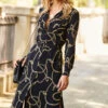 Black & Gold Chain Print Belted Shirt Dress -CHAUz Clothing Shop web 27 a22dw046bkcv01 073 1