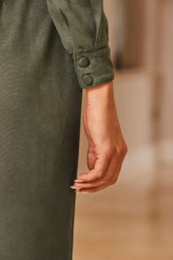 Khaki Green Faux Suede Shirt Dress -CHAUz Clothing Shop web 34 a22dp005gn0002 116 khaki rt