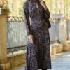Brown & Black Fleck Print Keyhole Detail Midi Jersey Dress -CHAUz Clothing Shop web 58 a22dj040brmm01 235 rt2