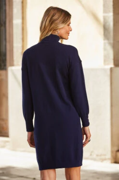 Navy Blue Roll Neck Button Cuff Knitted Dress 10 Navy Blue Roll Neck Button Cuff Knitted Dress -CHAUz Clothing Shop web 69 s22dk700be 089