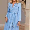 Light Wash Denim Midi Shirt Dress -CHAUz Clothing Shop web 74 extras 101 1