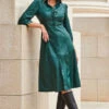 Green Faux Leather Popper Front Shirt Dress -CHAUz Clothing Shop web crop 2309 114 a20dp004gn0030 114 072