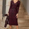 Black & Pink Fleck Print Plisse Twist Front Jersey Dress -CHAUz Clothing Shop web rt 04 s23dj003pimm01 054