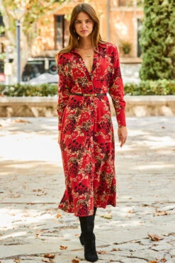 Red Multi Print Midi Shirt Dress -CHAUz Clothing Shop web rt 71 a21dw038rd0017 109